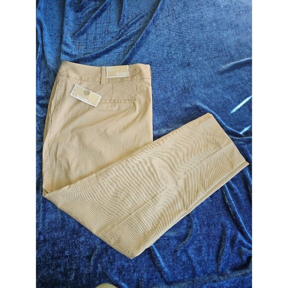 Michael Kors Miranda Khaki Pants Mid Rise Ankle Stretch Cotton Pants 24 Women 3X - Picture 2 of 5